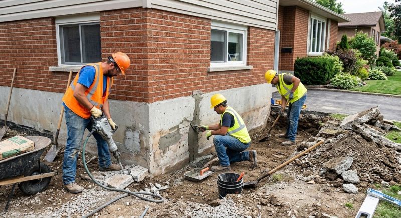 Our team working on Foundation Repair projects in Pomona, CA
