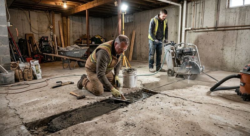 Cracked Basement Floor Repair in Pomona, CA